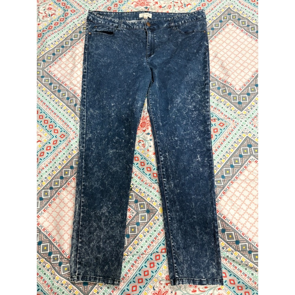 Faith 21 Plus Size 18 Acid Wash Skinny Jeans Blue White Stretch Denim FTG5923XF5
